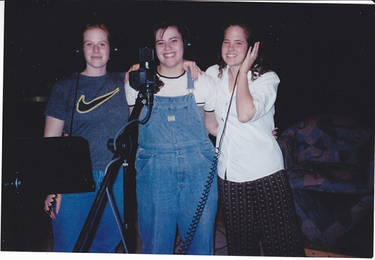 One time, the girls and I recorded in a studio. We felt like superstars:)